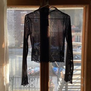 Sheer black knit top. Size medium. Amazing layering piece. Never worn
